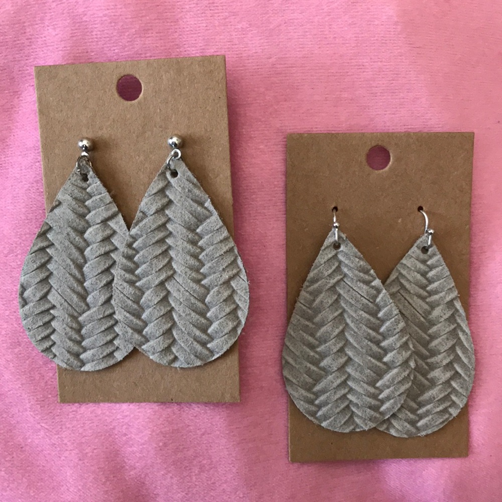Leather Fishtail Braided earrings